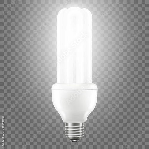 Glowing LED bulb isolated on transparent background. 3d vector realistic illustration