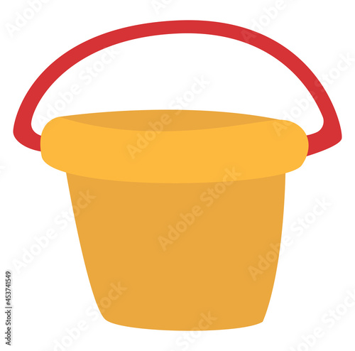 Yellow toy bucket, illustration, vector, on a white background.