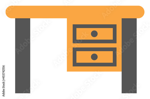 Working table, illustration, vector, on a white background.