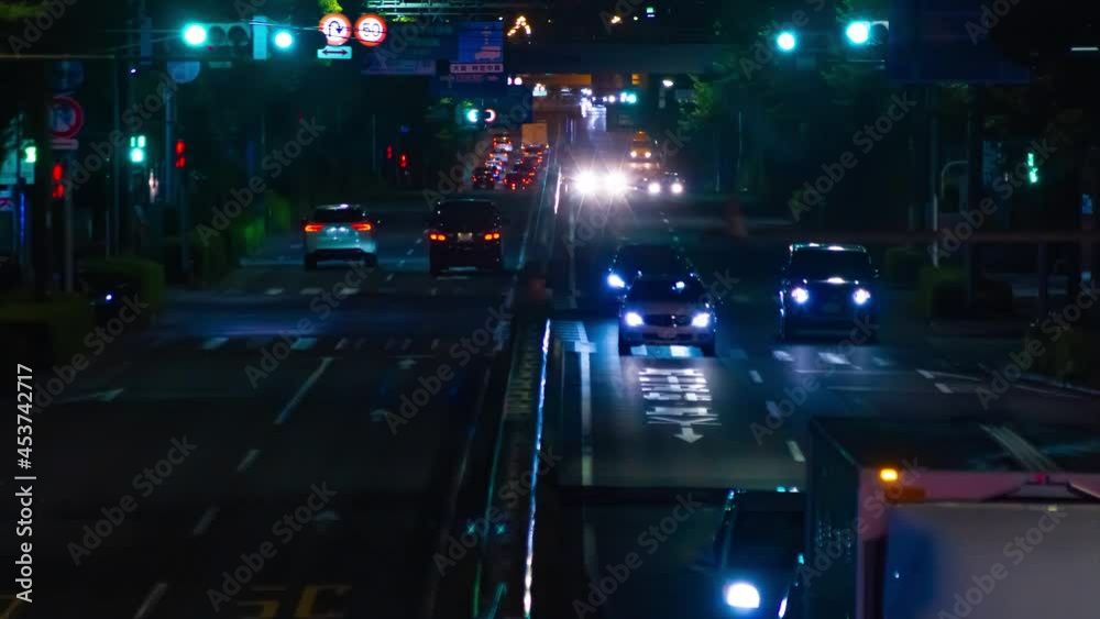 A night timelapse of the downtown street in Tokyo long shot A night timelapse of the downtown street in Tokyo long shot