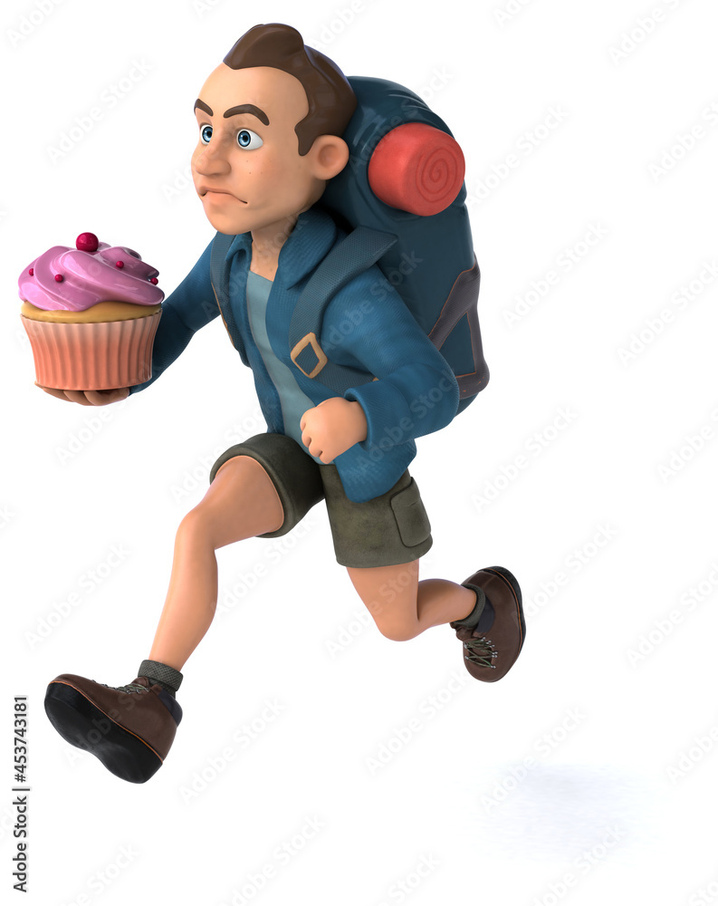 Fun illustration of a 3D cartoon backpacker Fun illustration of a 3D cartoon backpacker