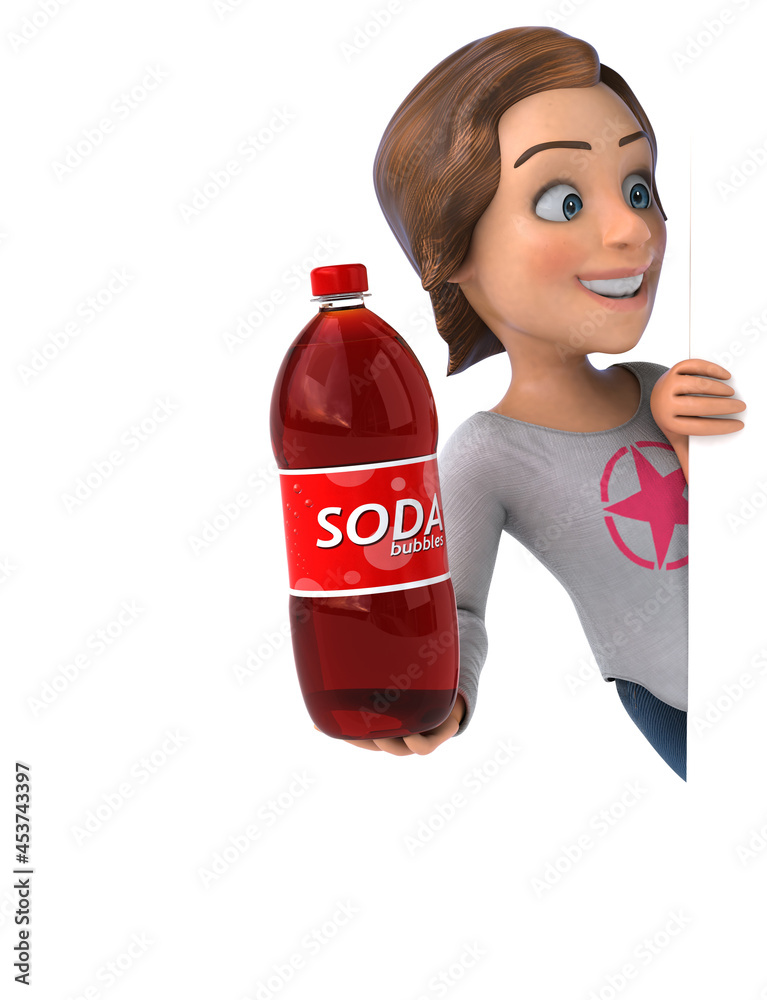 Fun 3D illustration of a cartoon teenage girl Fun 3D illustration of a cartoon teenage girl