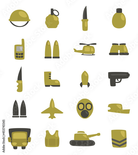 Army uniform necessities, illustration, vector, on a white background.