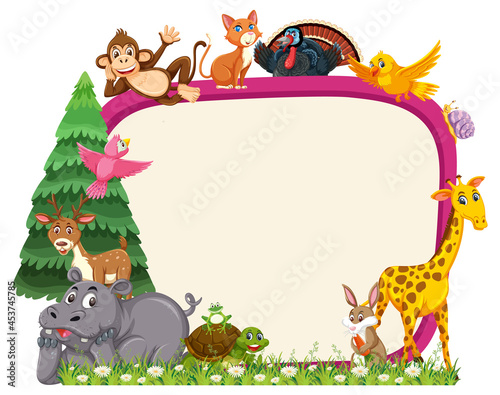 Empty banner with various wild animals