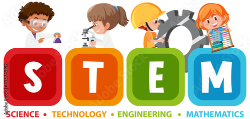Colourful STEM education text icon
