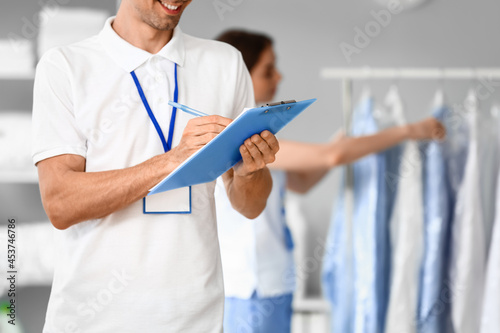 Male worker in modern dry-c...