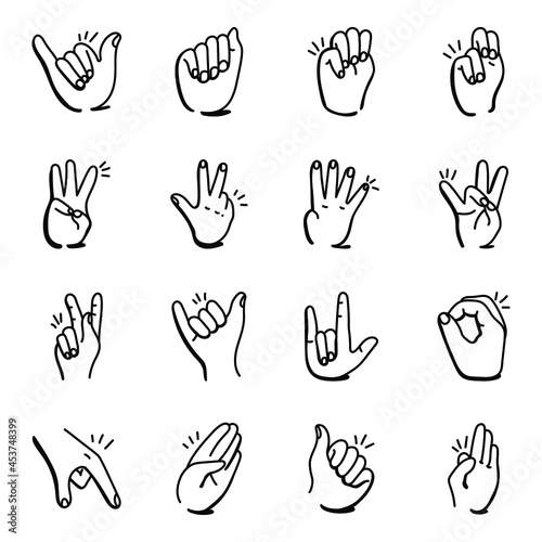 Unique Set of Editable Hand Signals Doodle icons 

 photo