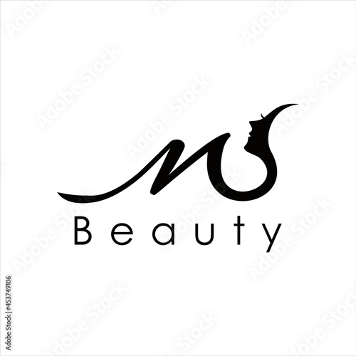 creative simple logo design letter ms beauty