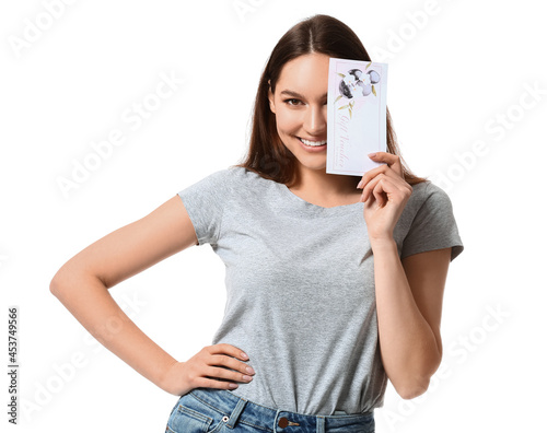 Young woman with gift certi...