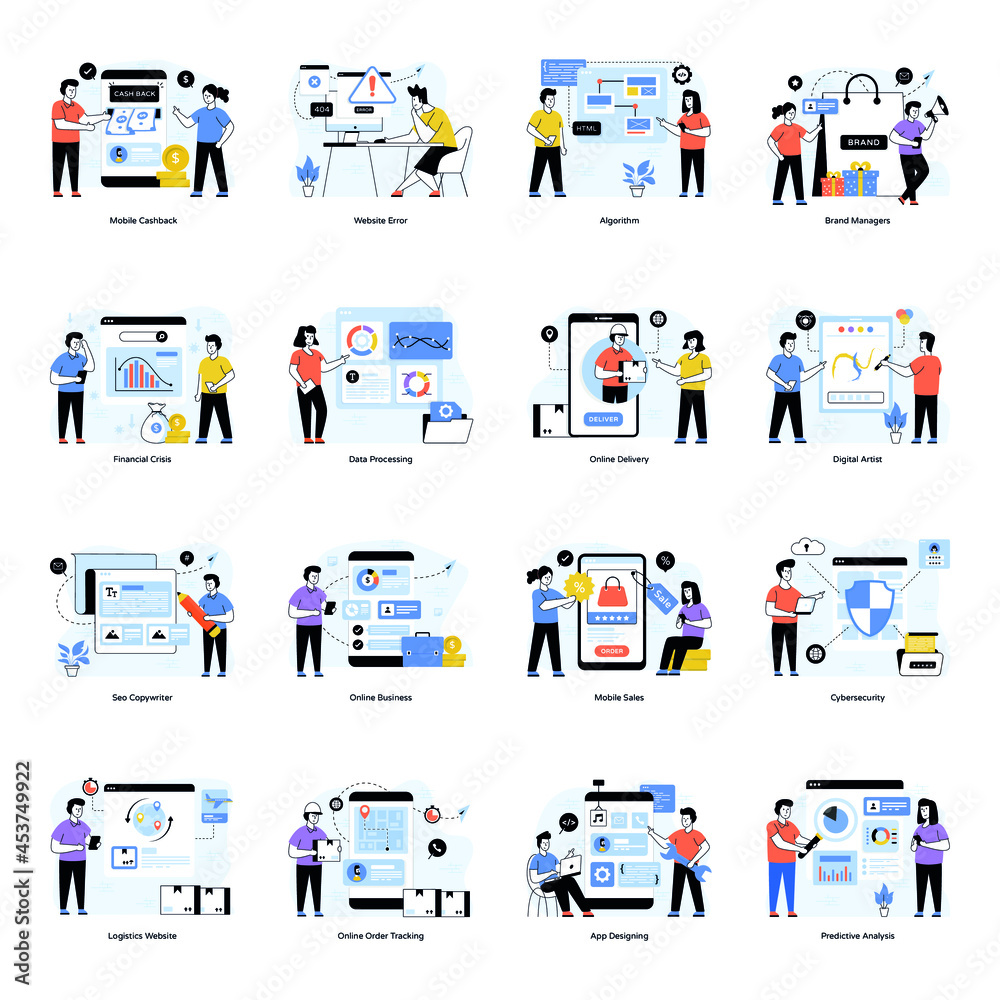 Set of Web and Technology Flat Illustrations 

