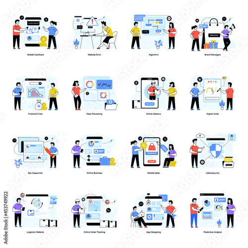 Set of Web and Technology Flat Illustrations 

