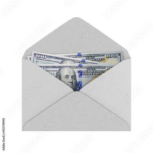 envelope with money on whit...