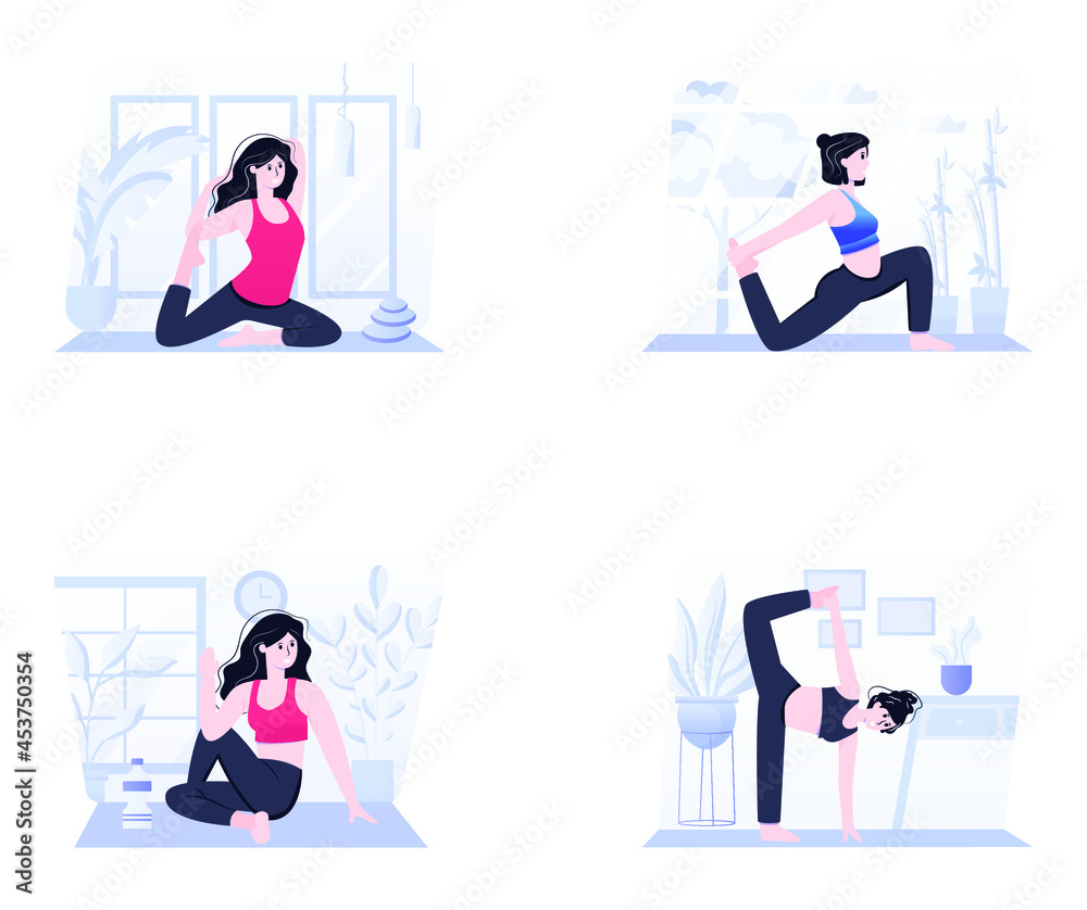 Amazing Collection of Exercise Flat Illustrations 

