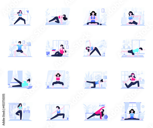 16 Top Trendy Flat Illustrations of Yoga