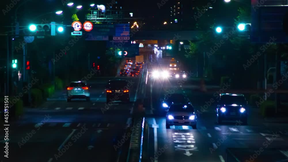 A night timelapse of the downtown street in Tokyo long shot panning A night timelapse of the downtown street in Tokyo long shot panning