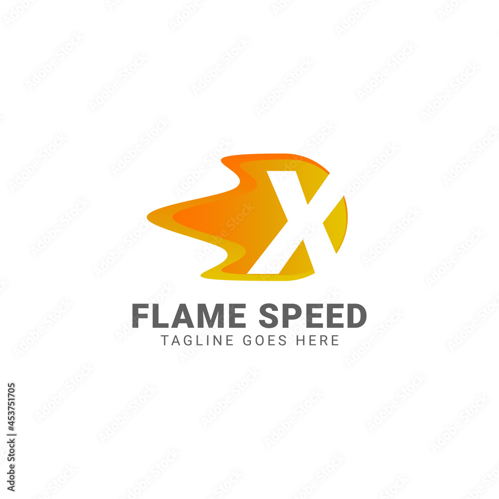 Obraz premium letter X flame speed vector logo design