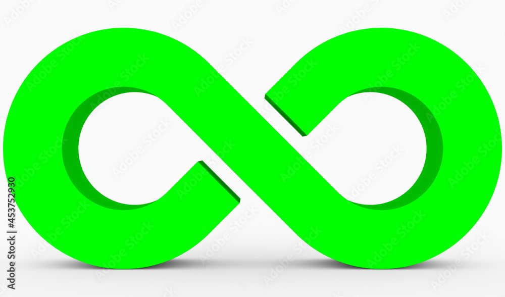 Infinity symbol 3d green isolated on white background Infinity symbol 3d green isolated on white background