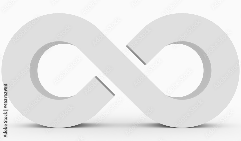 Infinity symbol 3d white isolated on white background Infinity symbol 3d white isolated on white background