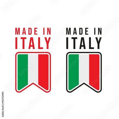 Made in Italy Label, Stamp, Badge, or Logo. With The National Flag of Italy. Premium and Luxury Emblem