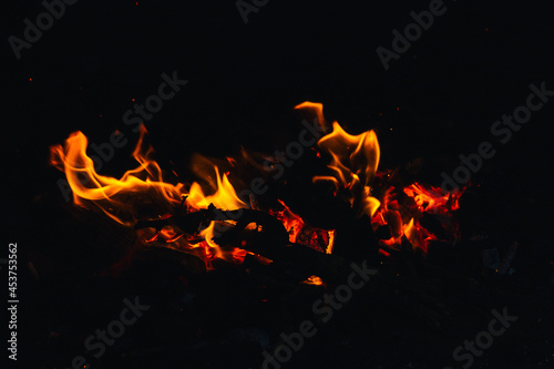 intense and lively fire from a bonfire creating danger