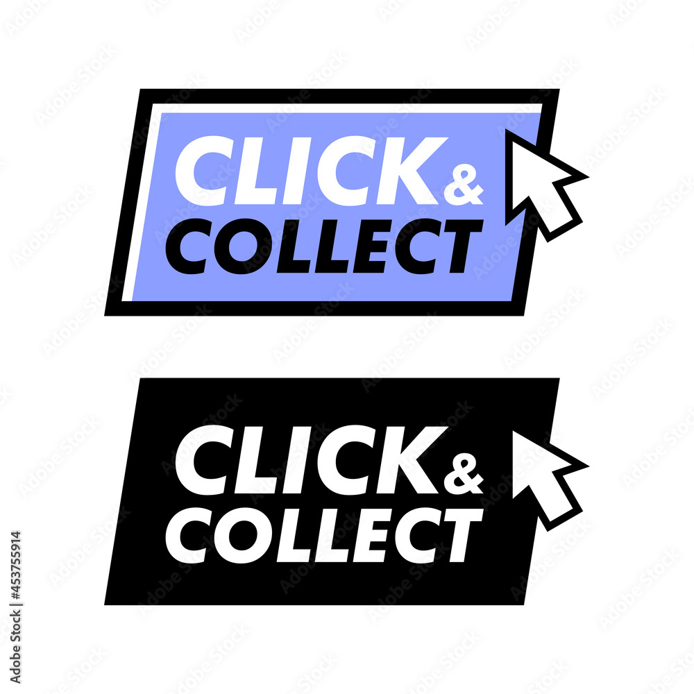 Click and collect stamp with arrow pointer Click and collect stamp with arrow pointer
