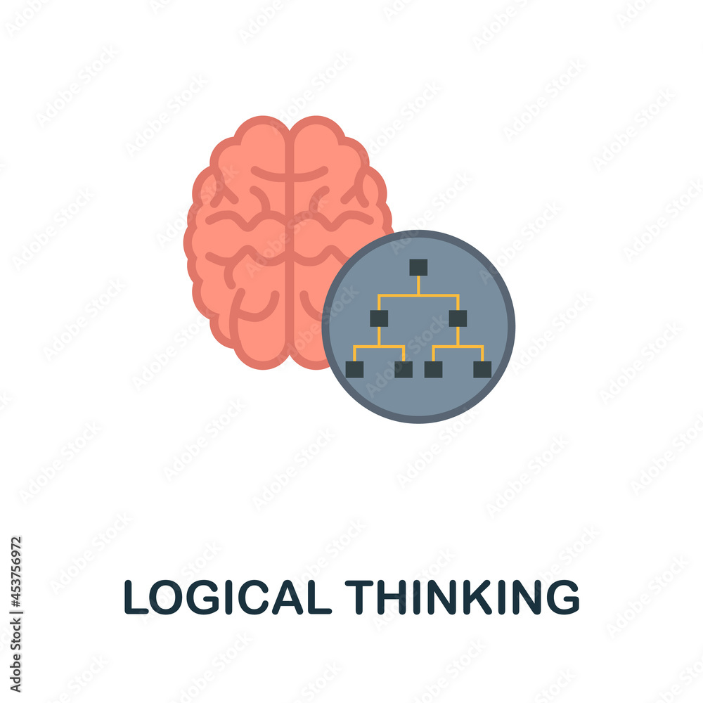 Obraz premium Logical Thinking flat icon. Colored sign from personality collection. Creative Logical Thinking icon illustration for web design, infographics and more