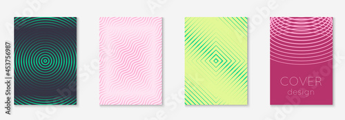Line geometric elements on minimalist trendy cover template.