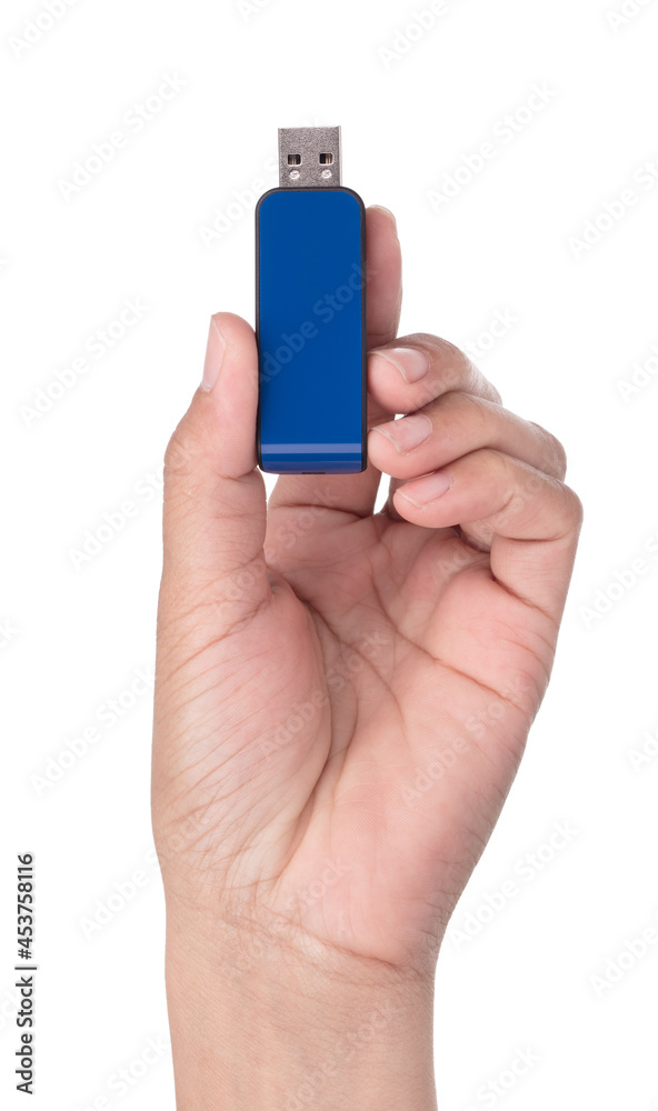 Blue USB flash memory isolated on a white background. Blue USB flash memory isolated on a white background.