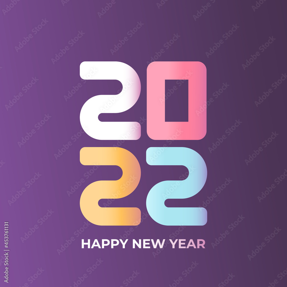 happy new year 2022. 2022 numbers with colorful colors. for calendar, banner, social media, background, poster, greeting card, landing page. typography. cute style design. vector