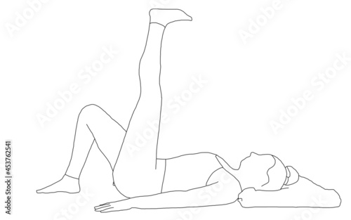 yoga, reclined big toe variation, lying down lift one leg, supta padangusthasana variation