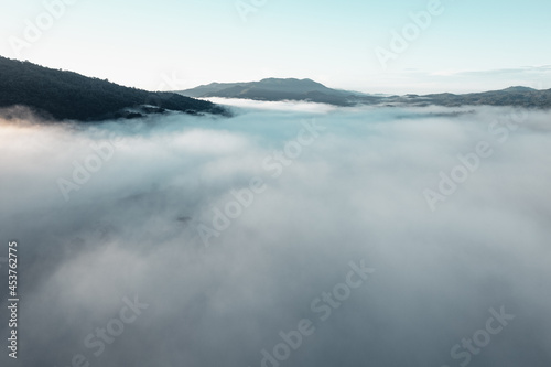 morning fog in the mountains rainy season