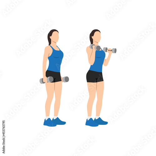 Photo Woman doing dumbbell bicep hammer curls