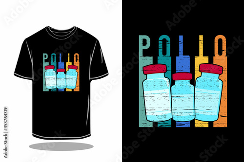 polio silhouette retro t-shirt mockup design
