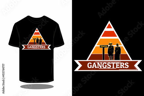 gangster silhouette retro t-shirt design