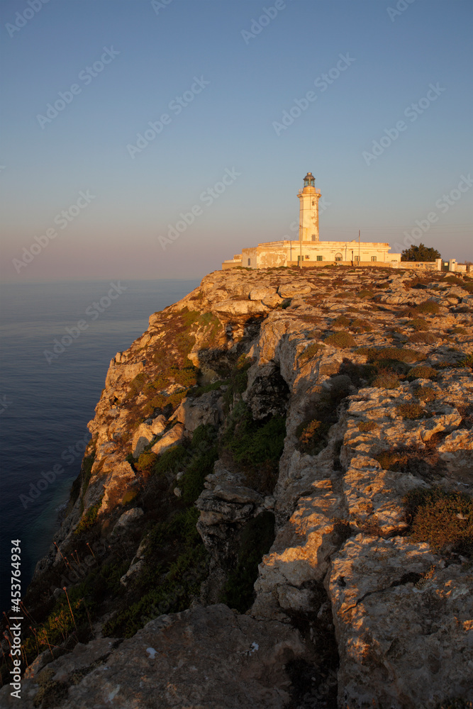 Lampedusa lighthouse at sunset, Sicily, Italy