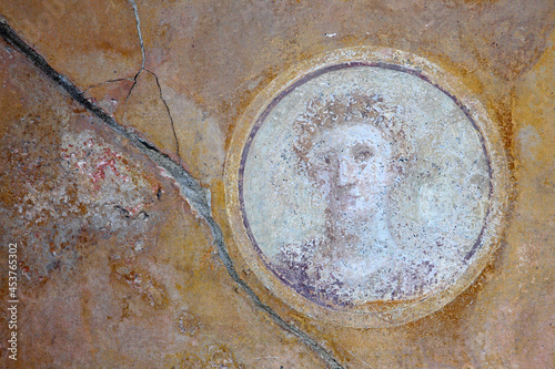 Original ancient frescoes in Pompeii,Naples, Italy