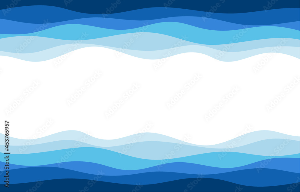 Abstract patterns of the deep blue sea ocean wave banner border frame vector background