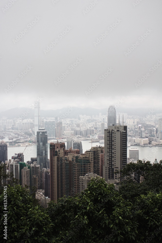 elevated vertical view of Hong Kong central district elevated vertical view of Hong Kong central district