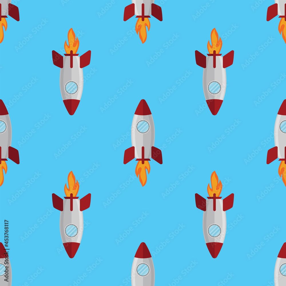 Seamless pattern with rocket ship silhouette eps 10 ornament vector illustration with flying rocket space fantasy print Seamless pattern with rocket ship silhouette eps 10 ornament vector illustration with flying rocket space fantasy print