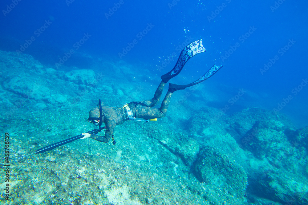 spearfishing in ocean