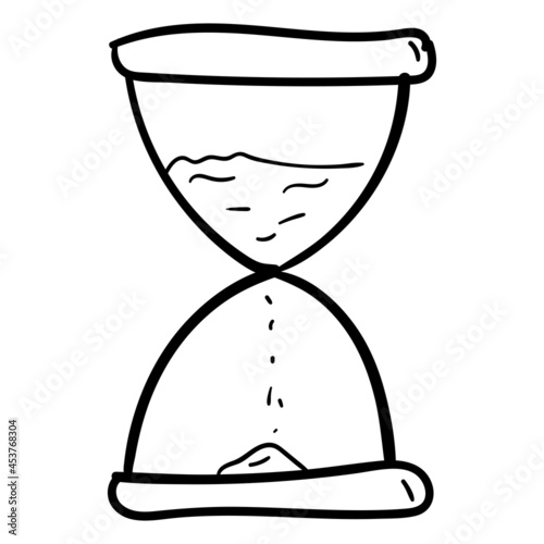 hand drawn hourglass icon in doodle style isolated