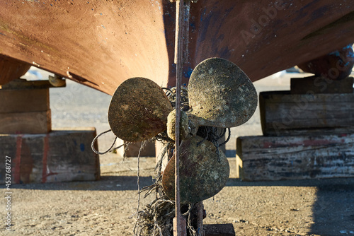 Propeller of a boat in dry dock