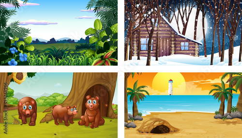 Four different nature horizontal scene