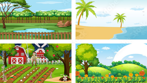 Four different nature horizontal scene