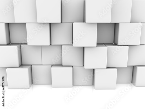 Fototapeta Naklejka Na Ścianę i Meble -  Uneven wall of white toy blocks