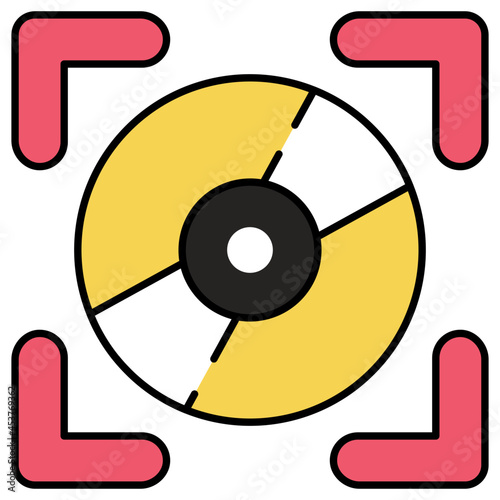 Compact disc inside reticle, flat design of cd focus