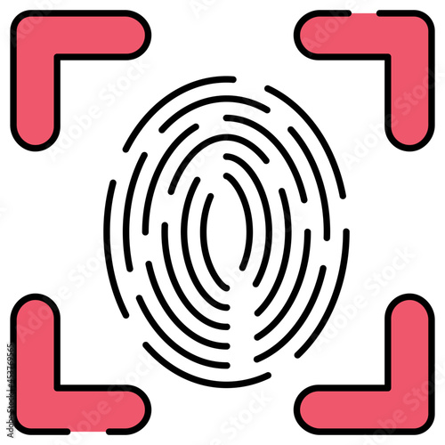 Thumbprint inside reticle, concept of fingerprint tracking
