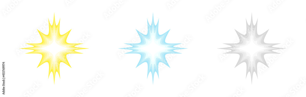 A set of glowing stars. Vector illustration. A set of glowing stars. Vector illustration.