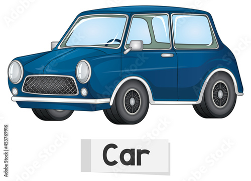 Educational English word card of car