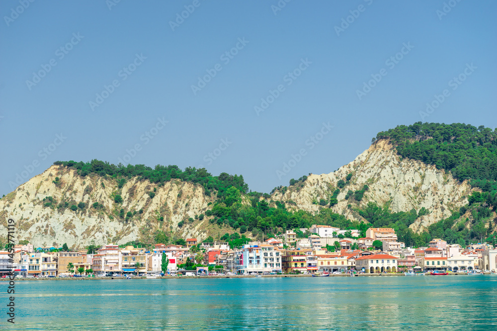 view of the Greek island of Zakynthos from the sea